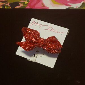 Betsey Johnson Rhinestone Sparkly Red Bow Ring Adjustable NWT